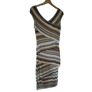 Bailey 44 Asymmetrical Striped Dress - Brown and Gray